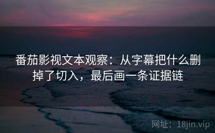 番茄影视文本观察：从字幕把什么删掉了切入，最后画一条证据链